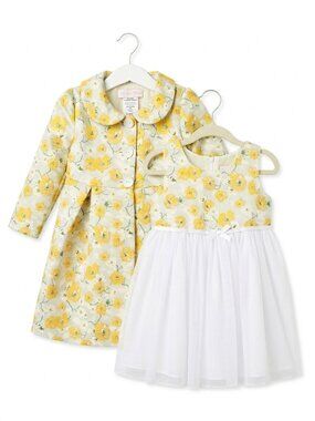 Bonnie Baby Yellow and White Daisy Two-Piece Set Dress and Coat size 24 months